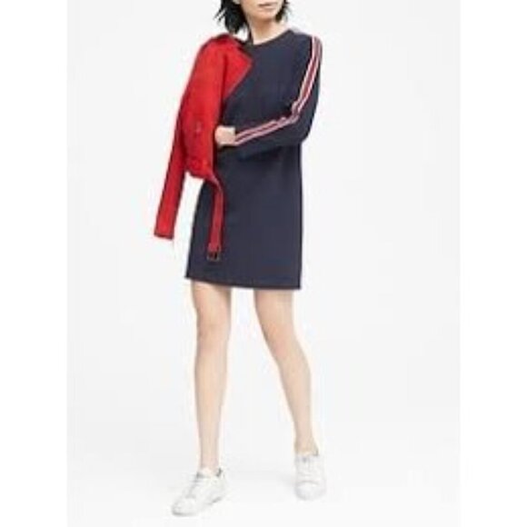 Banana Republic Navy Blue Long-Sleeve Shift Dress - Petite 0P - Picture 8 of 9